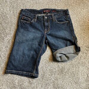 Hot Kiss Big Stitch Denim Jorts with roll up snaps VTG